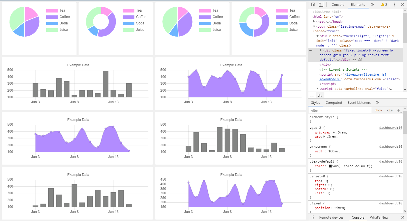 Preview of Laravel Dashboard as a full web page