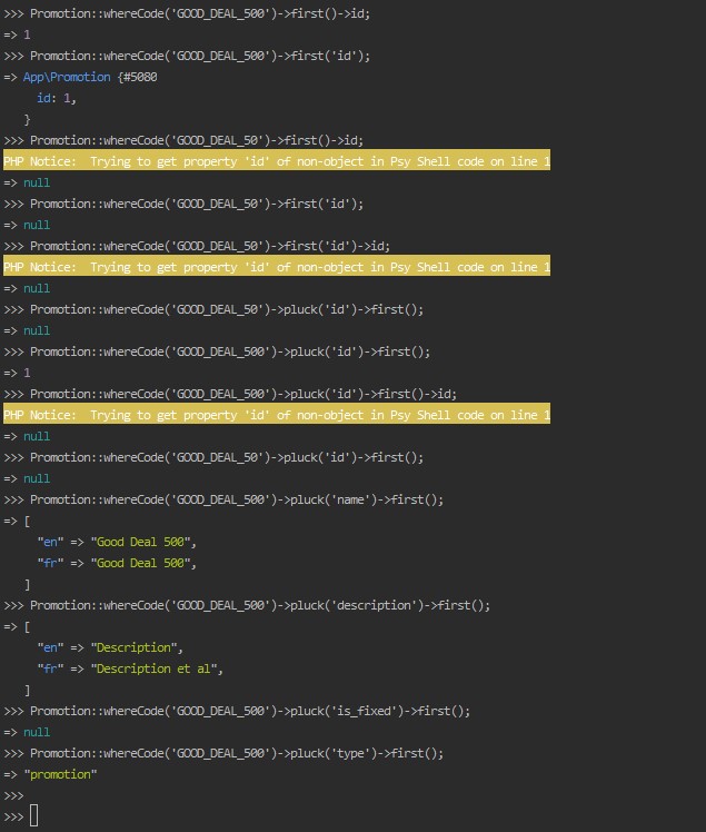 nly retrieve a specific property from the first matching model of a query - try outs